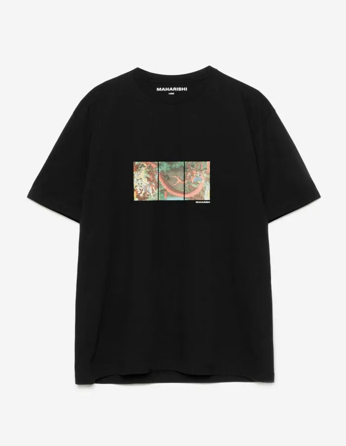Maharishi Short Sleeve TShirts 1540 Snake Triptych TShirt Black 8211 Men
