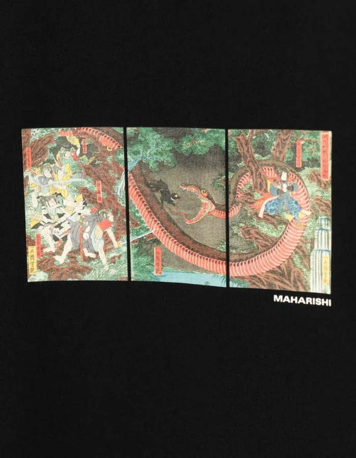Maharishi Short Sleeve TShirts 1540 Snake Triptych TShirt Black 8211 Men