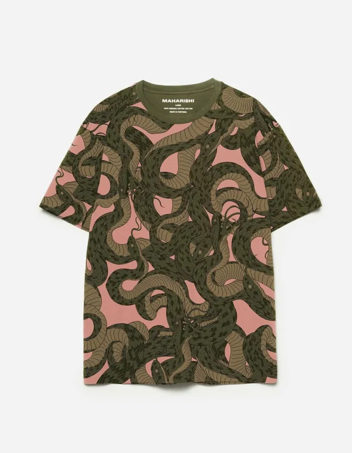 Maharishi Short Sleeve TShirts 6072 Snakeskin Camo TShirt Sakura 8211 Men