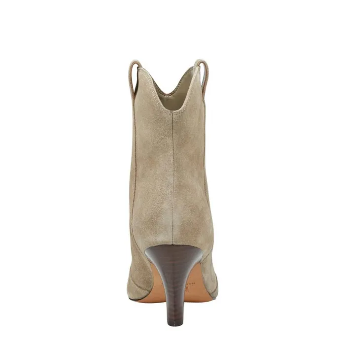 Marc Fisher Booties Women Carissa Heeled Western Bootie Natural Suede