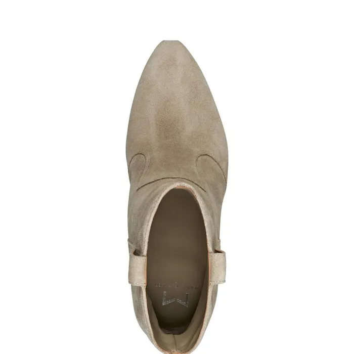 Marc Fisher Booties Women Carissa Heeled Western Bootie Natural Suede