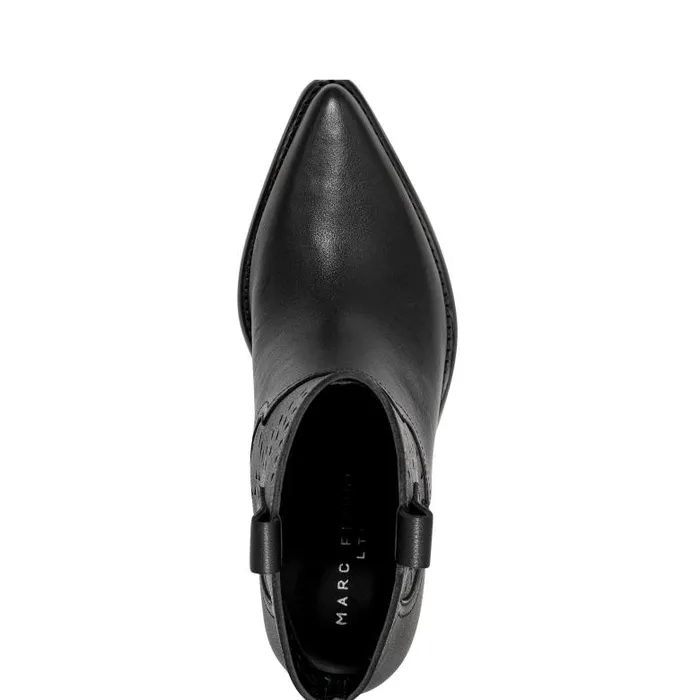 Marc Fisher Booties Women Elyma Perferated Western Bootie Black Leather