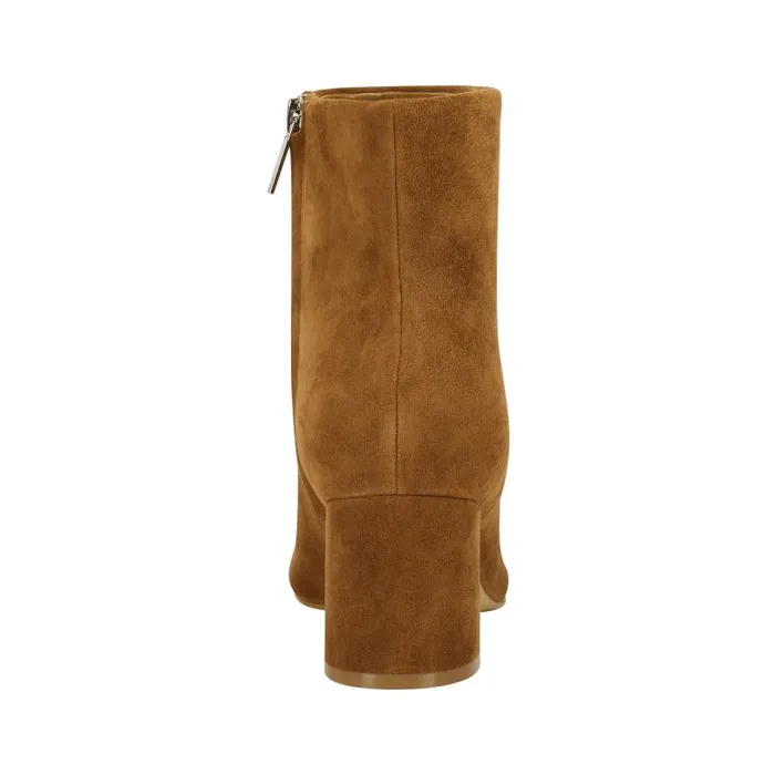 Marc Fisher Booties Women Jarli Pointy Ankle Bootie Brown Suede