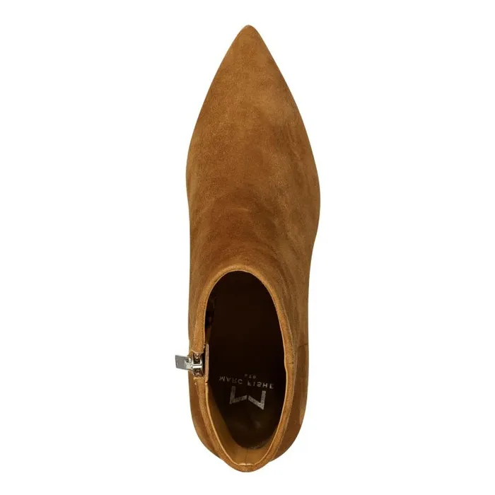 Marc Fisher Booties Women Jarli Pointy Ankle Bootie Brown Suede