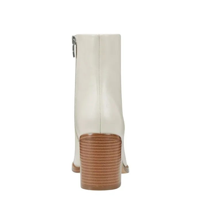 Marc Fisher Booties Women Lianna Sqaure Toe Block Heel Dress Bootie Ivory Leather