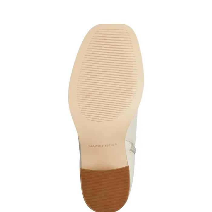Marc Fisher Booties Women Lianna Sqaure Toe Block Heel Dress Bootie Ivory Leather