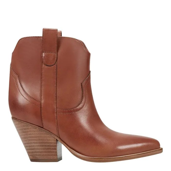Marc Fisher Booties Women Marlie Western Bootie Natural Leather