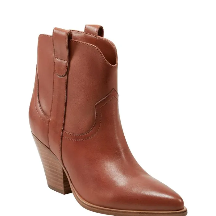 Marc Fisher Booties Women Marlie Western Bootie Natural Leather