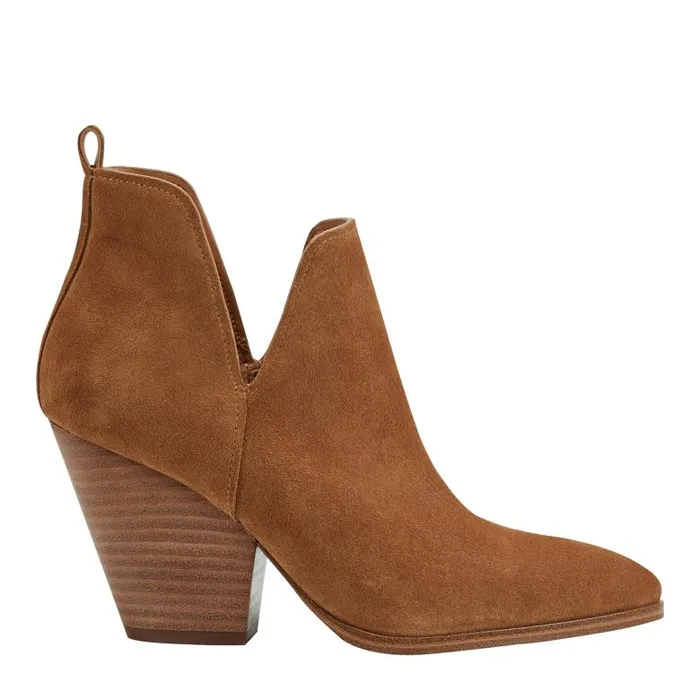 Marc Fisher Booties Women Tanilla Heeled Bootie Camel Suede