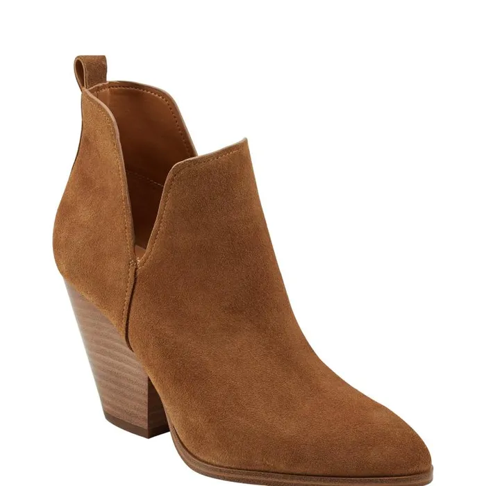 Marc Fisher Booties Women Tanilla Heeled Bootie Camel Suede