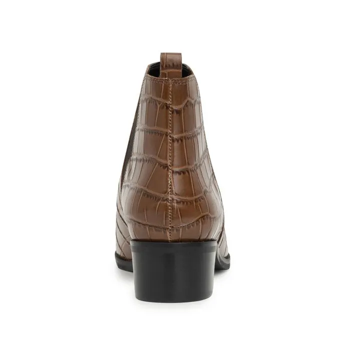 Marc Fisher Booties Women Yale Pointy Toe Chelsea Bootie Brown Croco