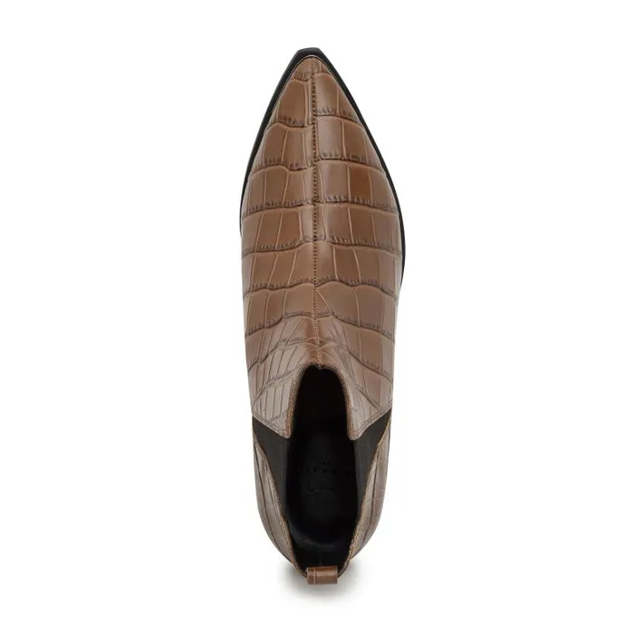 Marc Fisher Booties Women Yale Pointy Toe Chelsea Bootie Brown Croco