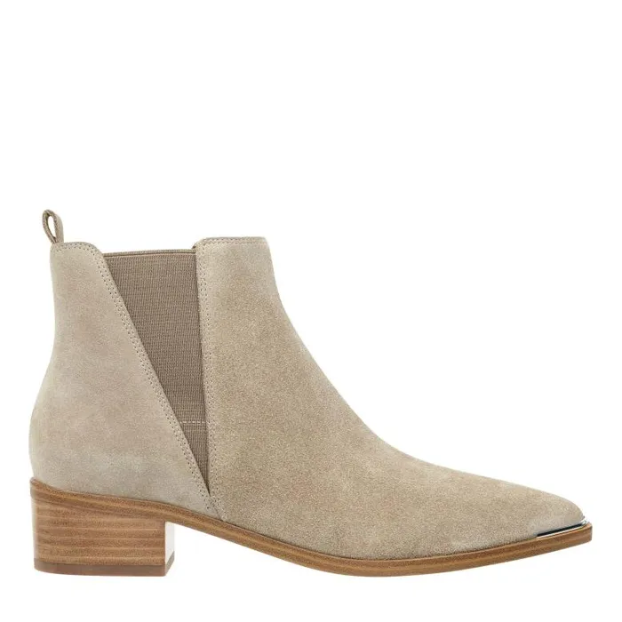 Marc Fisher Booties Women Yale Pointy Toe Chelsea Bootie Taupe Suede
