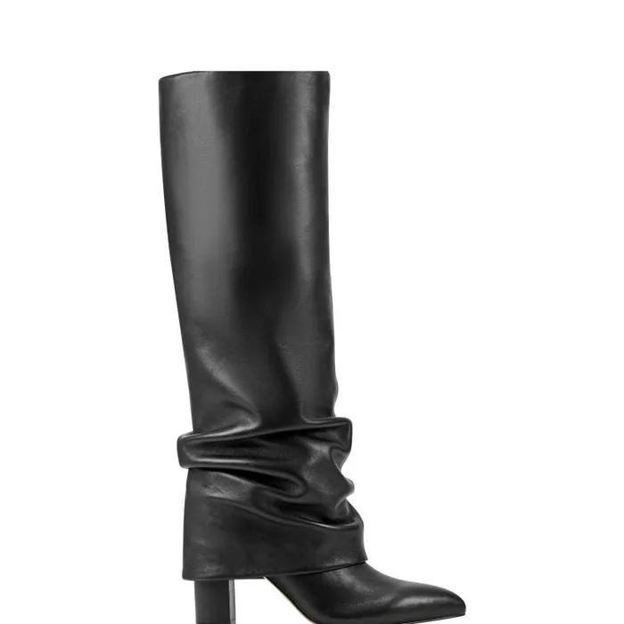 Marc Fisher Boots and Booties Women Lalita Foldover Dress Boot Black Leather