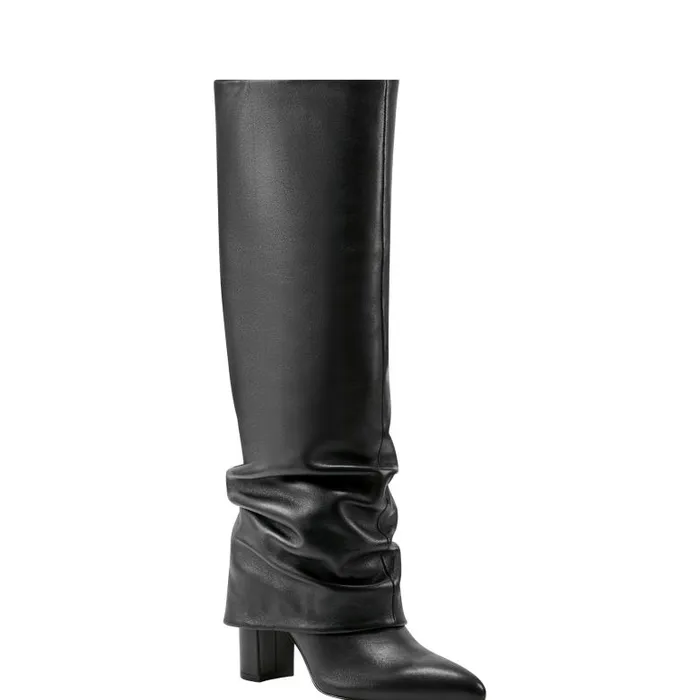 Marc Fisher Boots and Booties Women Lalita Foldover Dress Boot Black Leather