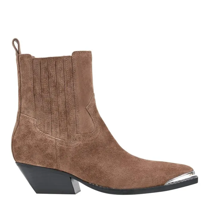 Marc Fisher Boots and Booties Women Pryce Western Bootie Natural Suede
