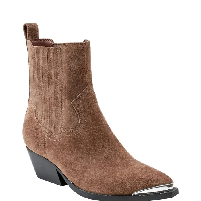 Marc Fisher Boots and Booties Women Pryce Western Bootie Natural Suede