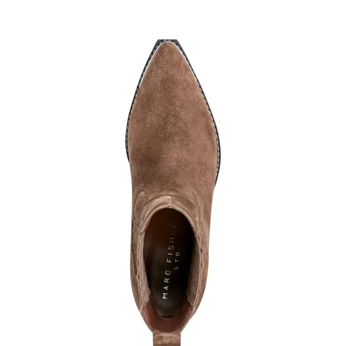Marc Fisher Boots and Booties Women Pryce Western Bootie Natural Suede