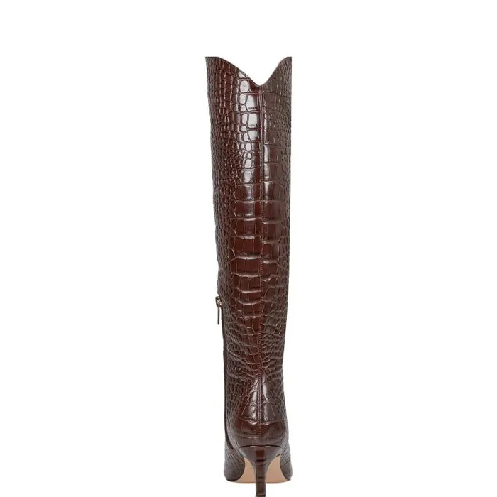 Marc Fisher Boots Women Quinnie Dress Boot Brown Croco