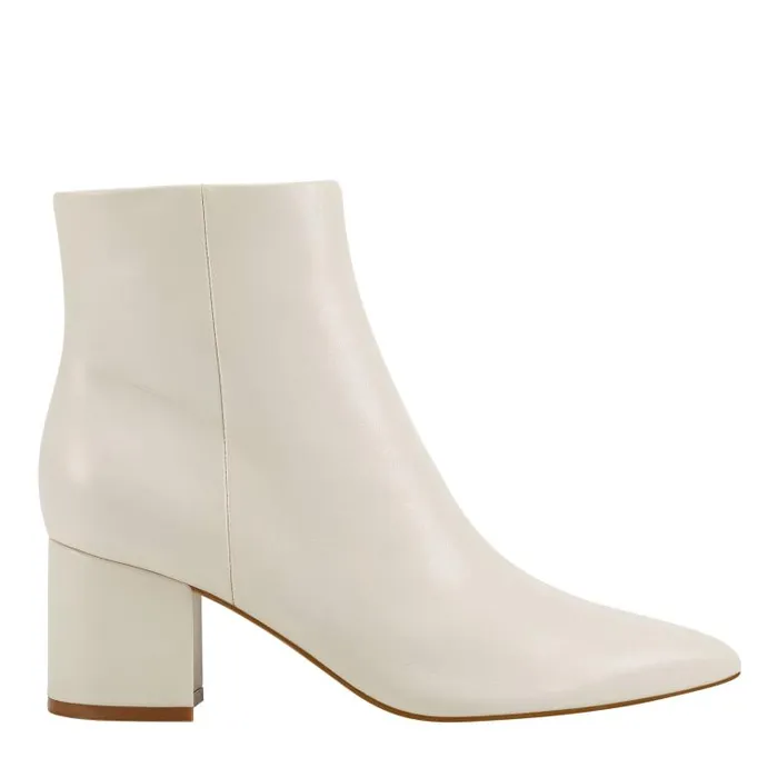 Marc Fisher Dress Boots Women Jarli Pointy Ankle Bootie Ivory Leather