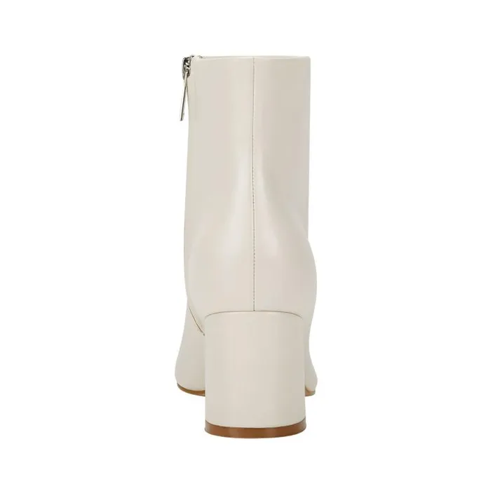 Marc Fisher Dress Boots Women Jarli Pointy Ankle Bootie Ivory Leather