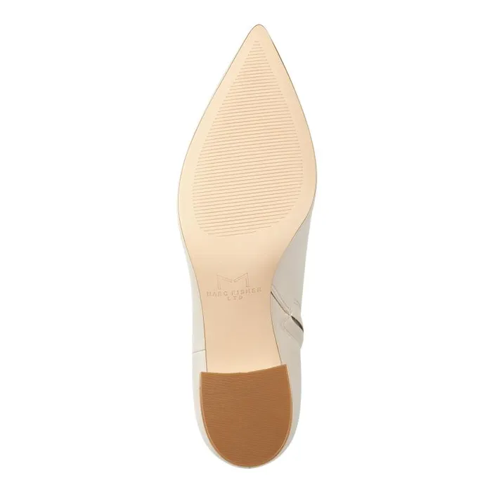 Marc Fisher Dress Boots Women Jarli Pointy Ankle Bootie Ivory Leather