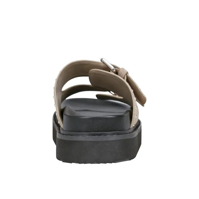 Marc Fisher Mules and Slides Women Agusta Studded Slide Sandal Taupe Suede