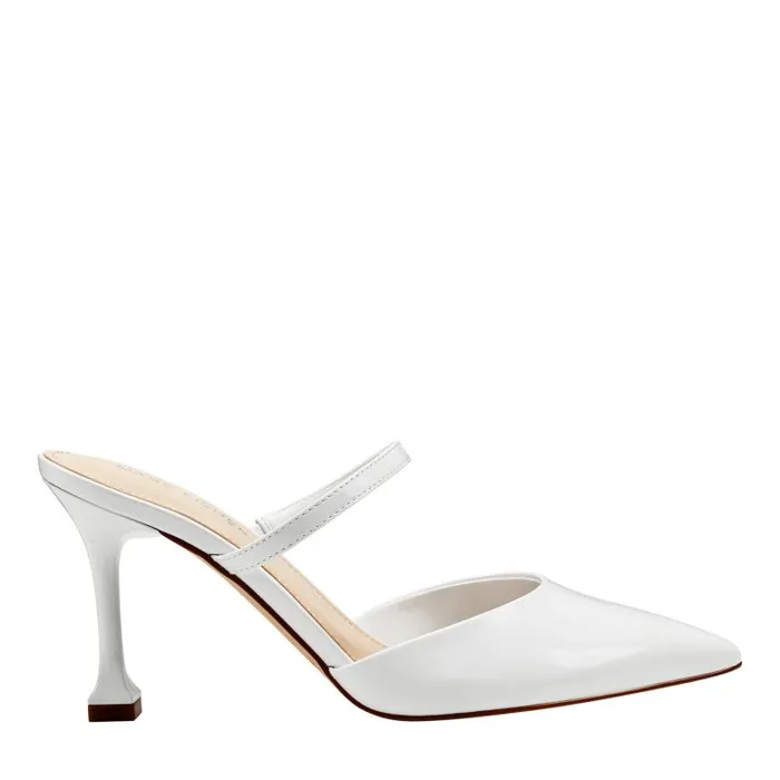 Marc Fisher Mules and Slides Women Hadais Heeled Mule White Patent