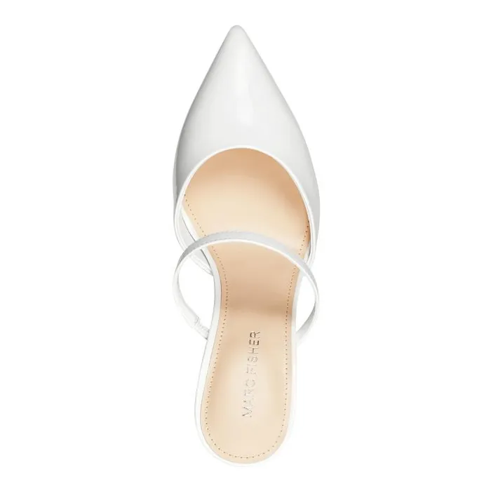 Marc Fisher Mules and Slides Women Hadais Heeled Mule White Patent