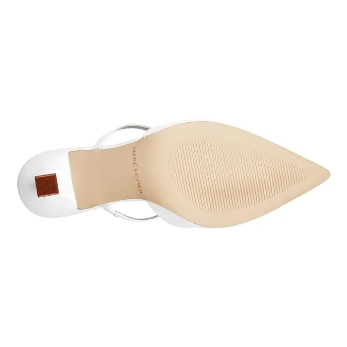 Marc Fisher Mules and Slides Women Hadais Heeled Mule White Patent