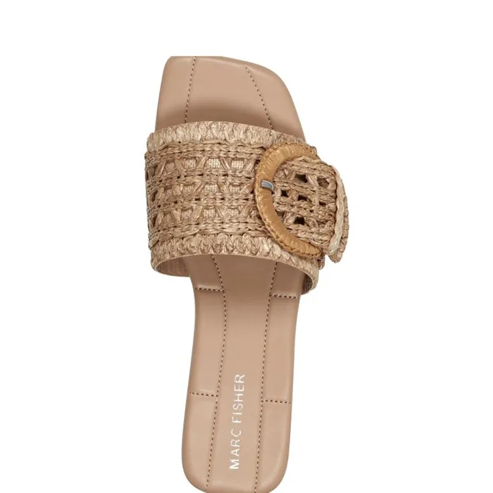 Marc Fisher Mules and Slides Women Loree Flat Slide Sandal Brown
