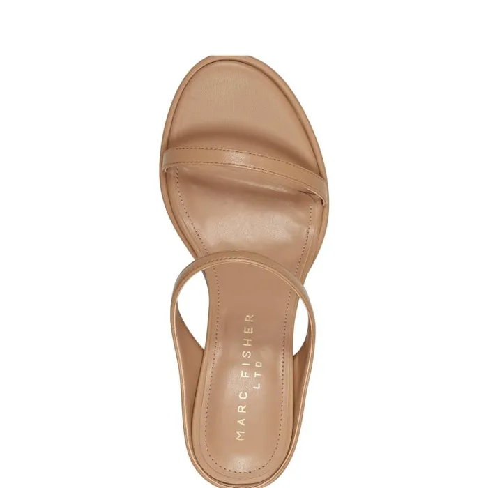 Marc Fisher Sandals Women Alonde Heeled Slide Sandal Medium Natural Leather