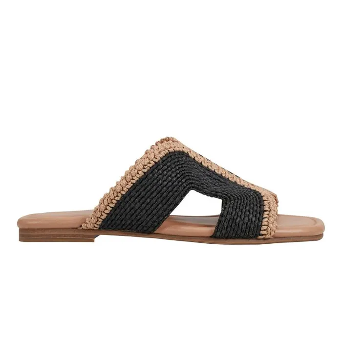 Marc Fisher Sandals Women Nashie Flat Sandal Black Raffia