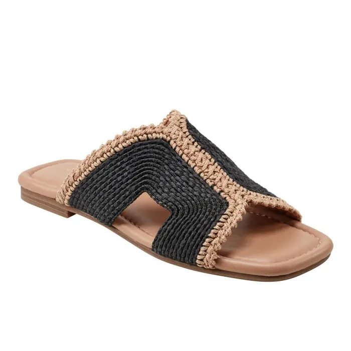 Marc Fisher Sandals Women Nashie Flat Sandal Black Raffia