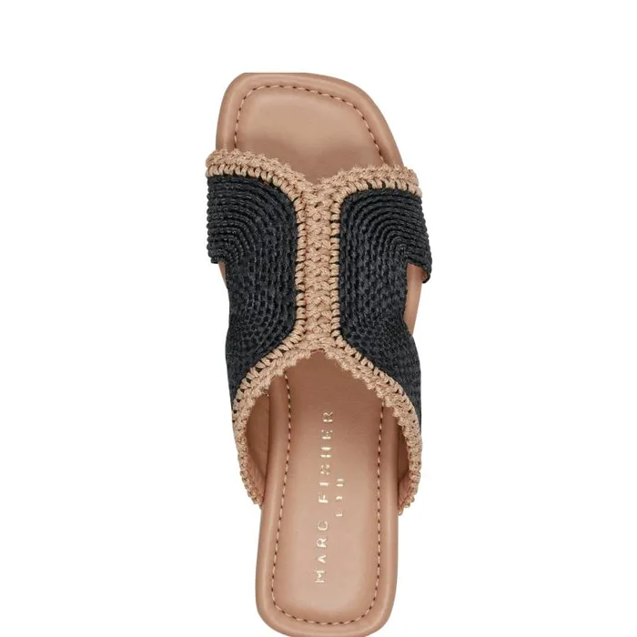 Marc Fisher Sandals Women Nashie Flat Sandal Black Raffia