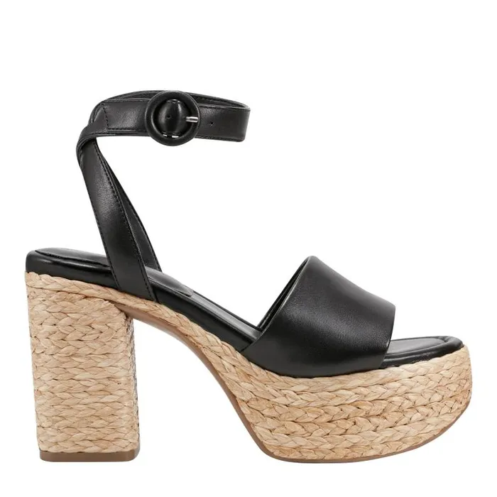 Marc Fisher Sandals Women Palyca Platform Espadrille Sandal Black Leather
