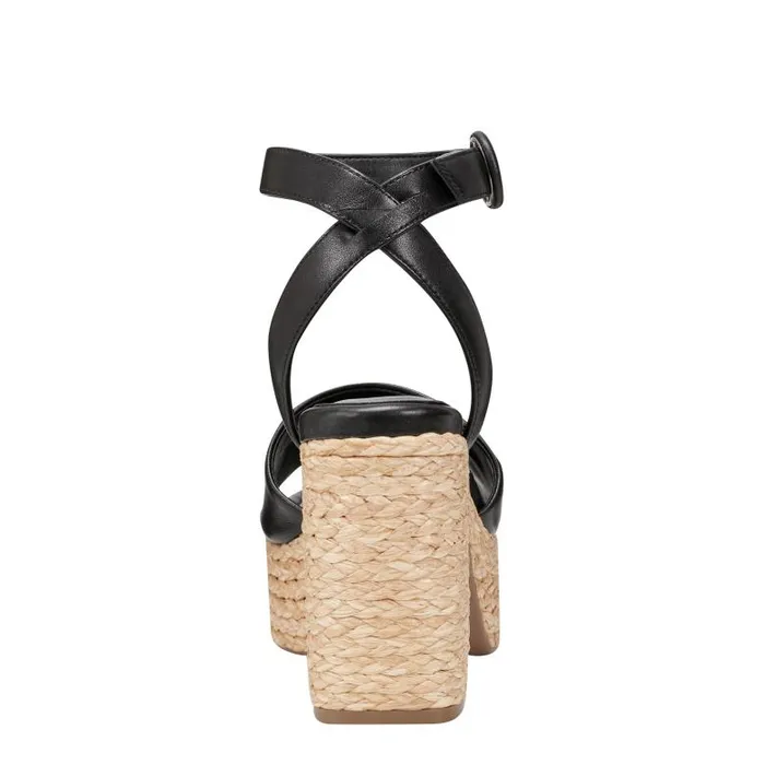 Marc Fisher Sandals Women Palyca Platform Espadrille Sandal Black Leather