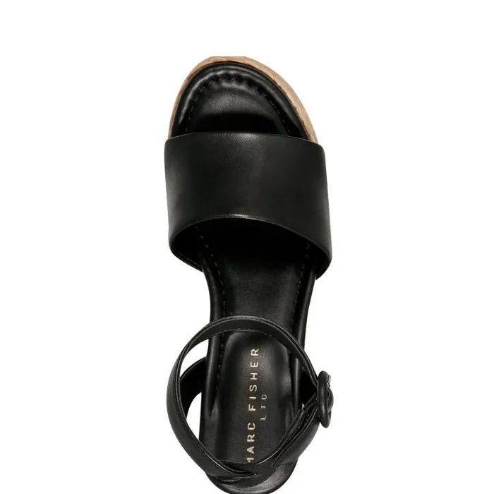Marc Fisher Sandals Women Palyca Platform Espadrille Sandal Black Leather