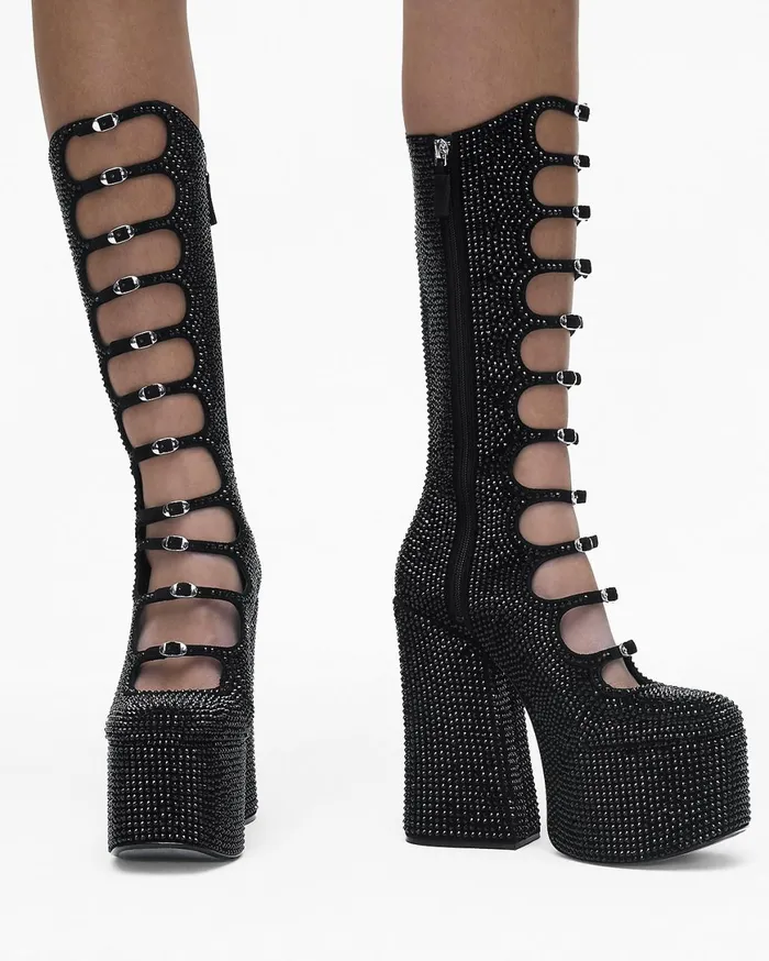 Marc Jacobs Boots The Rhinestone Kiki KneeHigh Boot Blackblack 8211 Women