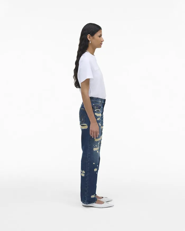 Marc Jacobs Bottoms The Rip And Repair Straight Jean Punk Indigo 8211 Women