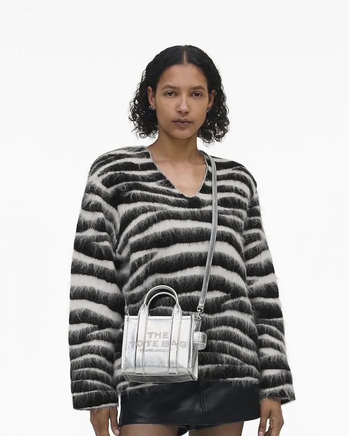Marc Jacobs Mini Bags The Metallic Leather Crossbody Tote Bag Metallic Silver 8211 Women