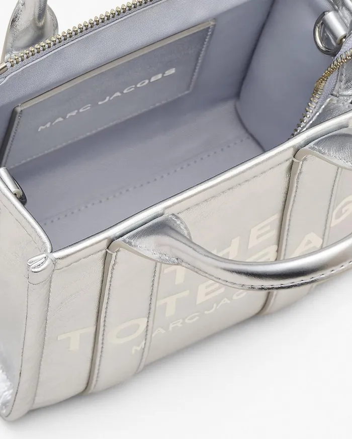 Marc Jacobs Mini Bags The Metallic Leather Crossbody Tote Bag Metallic Silver 8211 Women