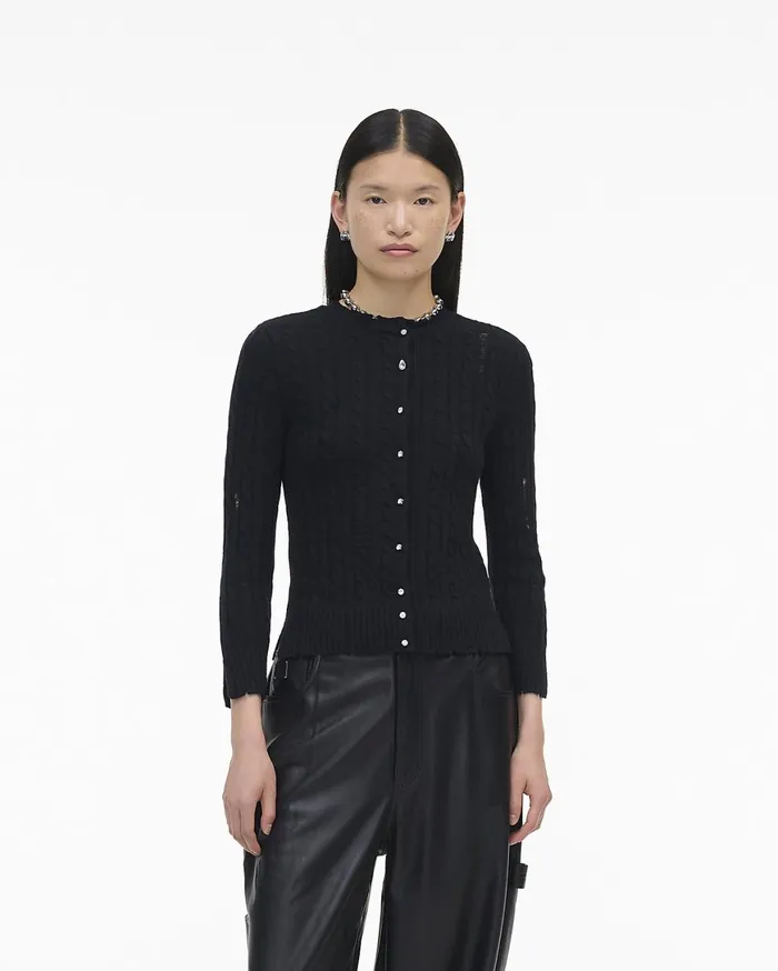 Marc Jacobs Tops The Shrunken Cashmere Cable Cardigan Black 8211 Women