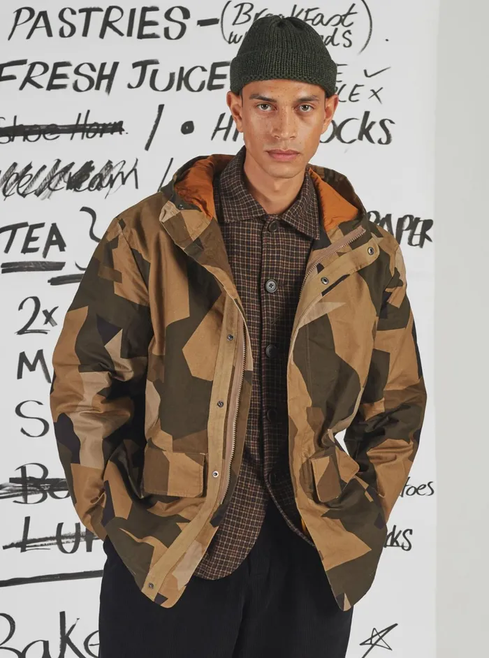 Masterpiece X Stanedge Jacket In Brown Swedish Camo Men Universal Works Coats and Outerwear