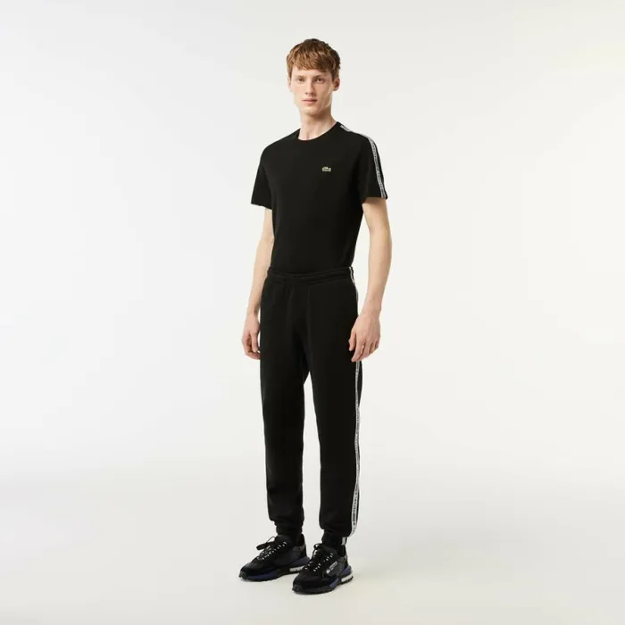 Matching Sets Men Lacoste Mens Logo Stripe Joggers Black 031
