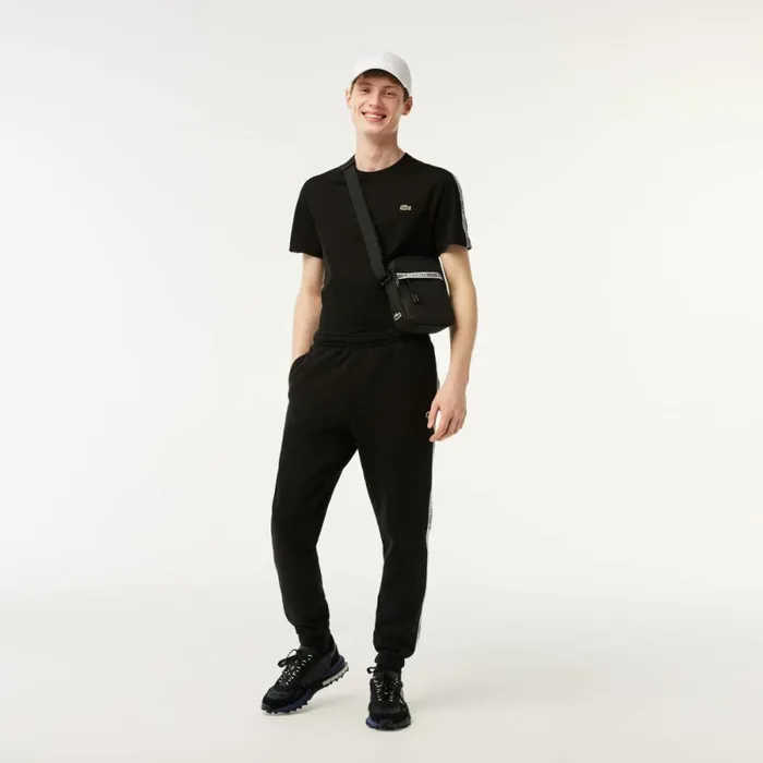 Matching Sets Men Lacoste Mens Logo Stripe Joggers Black 031