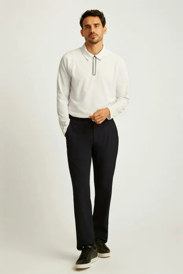 Men All Day Long Sleeve Zip Polo White Bonobos Polos