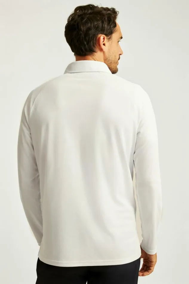 Men All Day Long Sleeve Zip Polo White Bonobos Polos