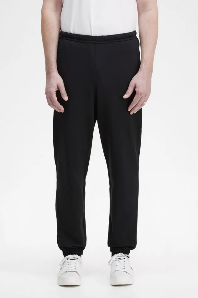 Men Badge Detail Track Pants Black Fred Perry Trousers