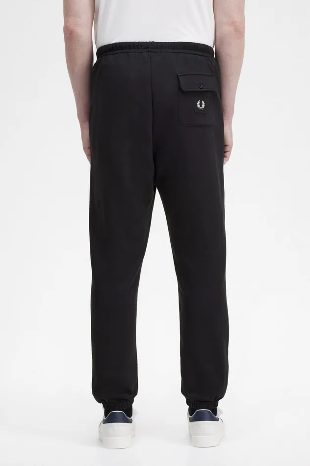 Men Badge Detail Track Pants Black Fred Perry Trousers
